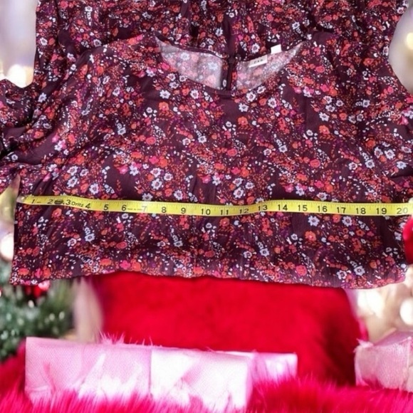 🌟 XL Maroon dress GAP 
long sleeves midi Modest party ditsy floral flowers - Picture 7 of 16